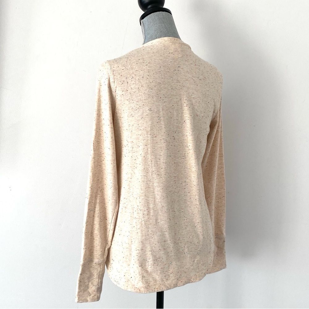 ThirdLove Salmon Pink Speckled Henry Neck Long-sleeve Top Sz M Cottage Casual - Picture 5 of 9